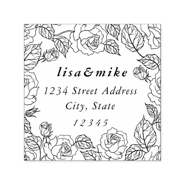 Rose Garden Couple Names Wedding Rücksendeadresse Permastempel (Design)