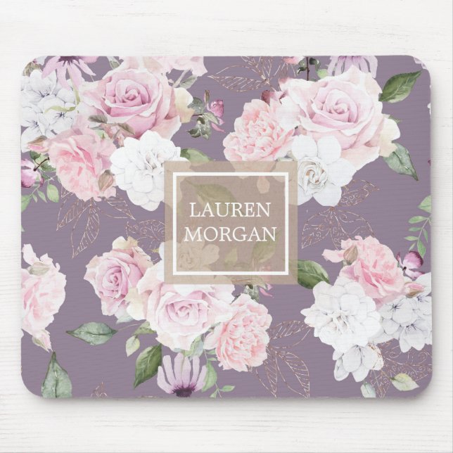 Rose Garden elegant blumenmonogramm Mousepad (Vorne)