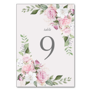Rose Garden elegante Blumenkarte Tischnummer