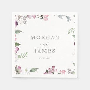 Rose Garden elegantes Mongramm Hochzeitspapier Serviette