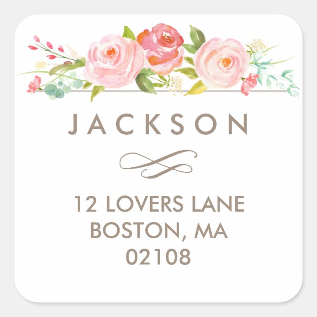 Rose Garden Floral Address Sticker (Vorderseite)