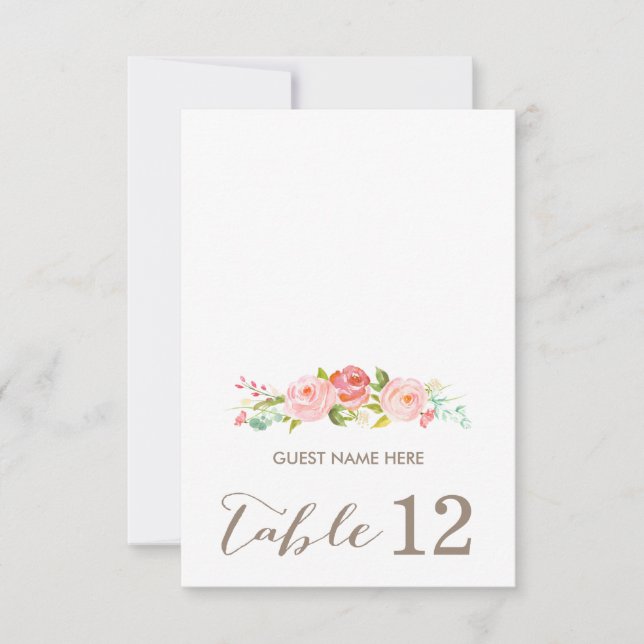 Rose Garden Floral Wedding Escort Card Einladung (Vorderseite)