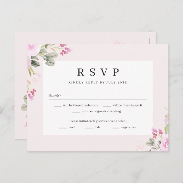 Rose Garden Floral Wedding RSVP Antwortkarte Postkarte (Vorne/Hinten)