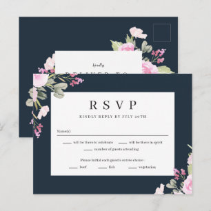 Rose Garden Floral Wedding RSVP Antwortkarte Postkarte