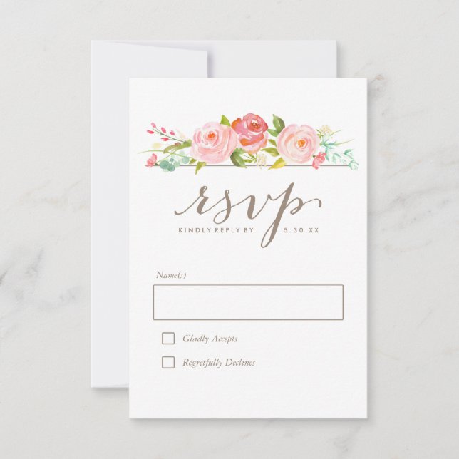 Rose Garden Floral Wedding RSVP Karte (Vorderseite)