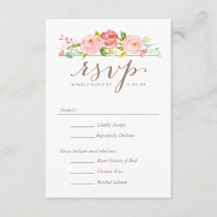 Rose Garden Floral Wedding RSVP mit Menüoptionen