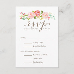 Rose Garden Floral Wedding RSVP mit Menüoptionen Karte