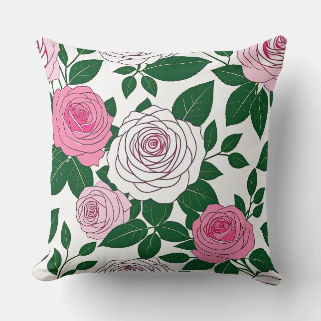 Rose Garden Frische Linie Art Kissen (Vorderseite)