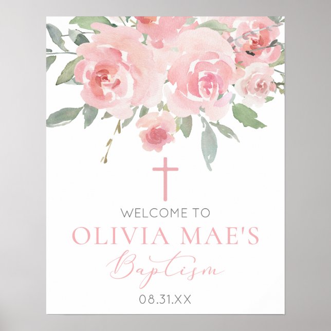 Rose Garden Girl Boho Taufe Begrüßungszeichen Poster (Vorne)