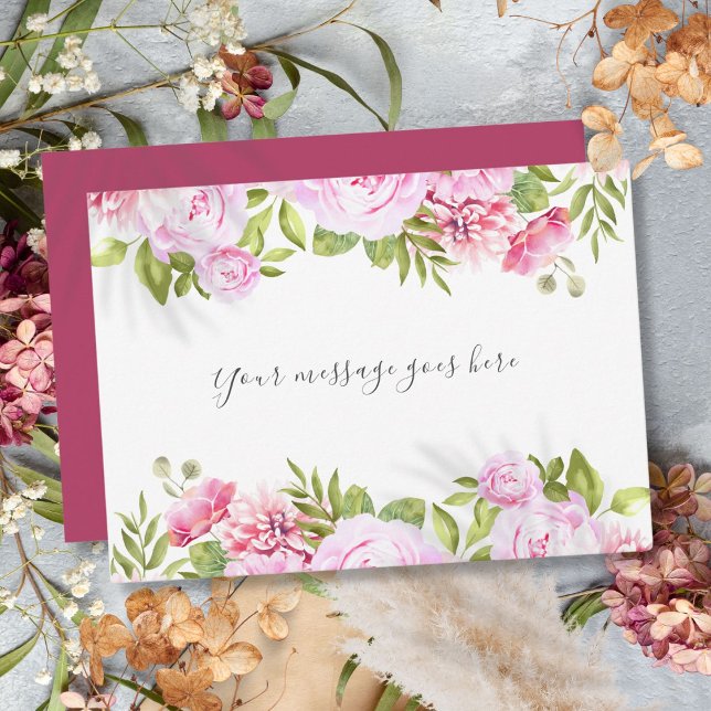 Rose Garden Grüne Personalisierte Botschaft Dankeskarte (Rose Garden Greenery Personalized Message Thank You Card)