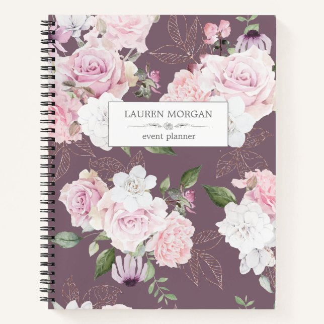 Rose Garden Mauve | Personalisiertes Notebook Notizbuch (Vorderseite)
