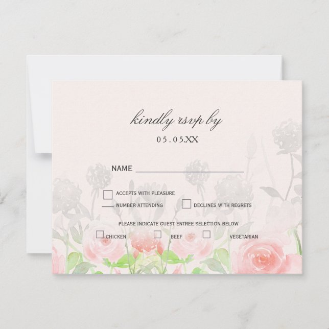 Rose Garden Moderne Hochzeit mit floralen Einflüss RSVP Karte (Vorderseite)
