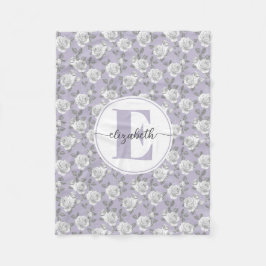 Rose Garden Monogram Lavendel Fleecedecke