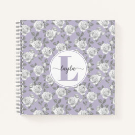 Rose Garden Monogram Lavendel Notebook Notizbuch
