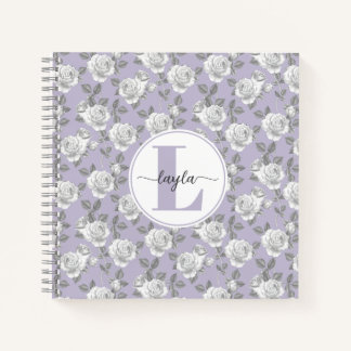Rose Garden Monogram Lavendel Notebook Notizbuch