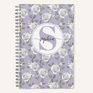 Rose Garden Monogram Lavendel Notebook Notizbuch