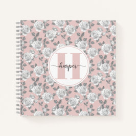 Rose Garden Monogram Pink Notebook Notizbuch