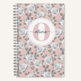 Rose Garden Monogram Pink Notebook Notizbuch