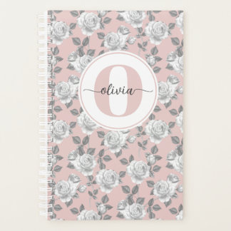 Rose Garden Monogram Pink Planner Planer
