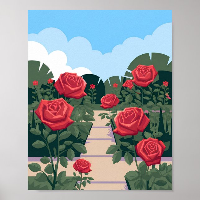 Rose Garden Poster - Minimalistischer Flachbildsch (Vorne)