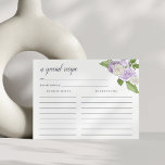 Rose Garden Rezept Karte<br><div class="desc">Lavender Aquareller Blumenkochkarte,  die zu unseren Rose Garden Dusche Einladungen in Lilac passt.</div>