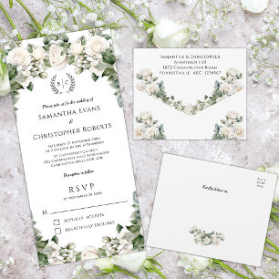 Rose Garden Romance Florale Hochzeit All In One Einladung