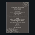 Rose Garden Wedding Menu Card - Kohle Menükarte<br><div class="desc">Diese zeitgenössische Rose Garden Kollektion verfügt über wunderschöne Silhouetten der Rose, die jedem Hochzeitsthema einen eleganten und eleganten Stil verleihen. Dieses Design ist auch in anderen Farbschemata verfügbar. Besuchen Sie berryberryswech.com für Details. Verfügbare Artikel in diesem Design: - Einladungen für Hochzeiten - RSVP-Karte - Tischsitze/Platzkarten - Hochzeitsprogramme - Hochzeitsmenüs -...</div>