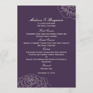 Rose Garden Wedding Menu Card - Lila Menükarte