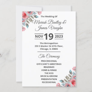 Rose Garden Wedding Program Wide Einladung