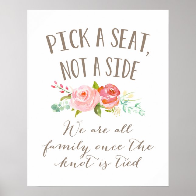 Rose Garden Wedding Sign | Wählen Sie einen Platz, Poster (Vorne)