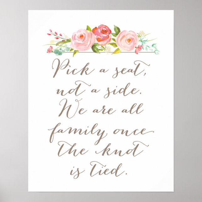 Rose Garden Wedding Sign | Wählen Sie einen Platz, Poster (Vorne)
