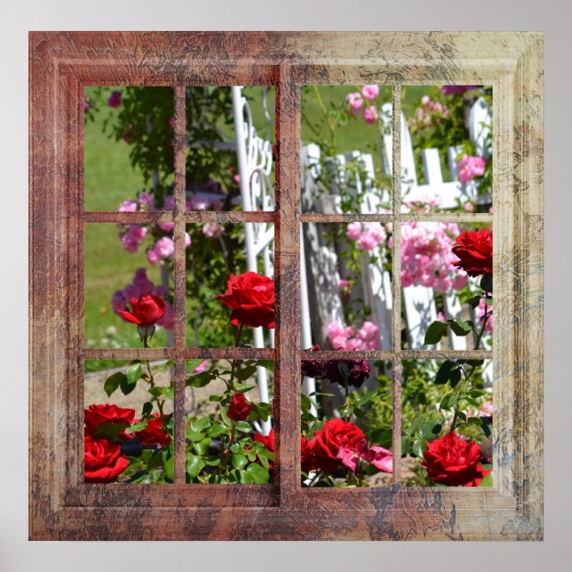 Rose Garden Window Scene Poster (Vorne)