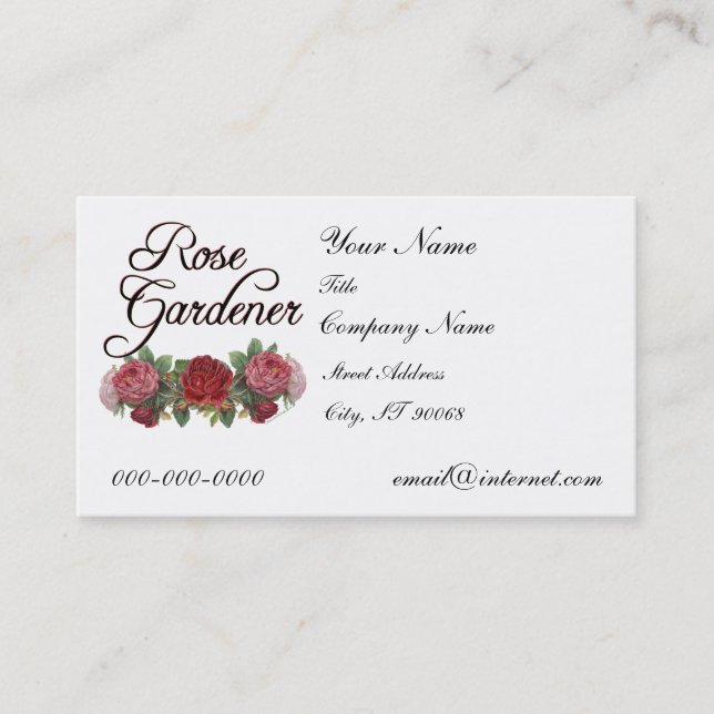 Rose Gardener Custom Business Card v2 Visitenkarte (Vorderseite)