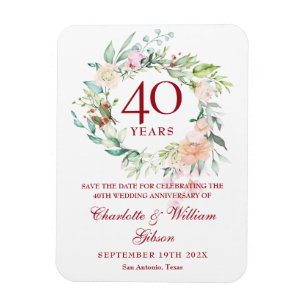 Rose Garland 40 Jahre Jubiläum Save the Date Magnet