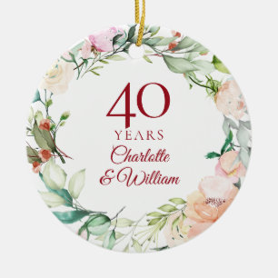 Rose Garland 40 Jahre Ruby Hochzeit Keramik Ornament