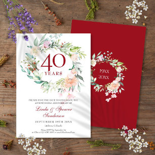 Rose Garland 40. Ruby Hochzeit Jahrestag Save The Date