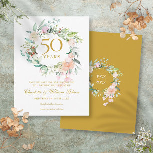 Rose Garland 50 Jahre Jubiläum Save the Date Postkarte