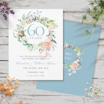 Rose Garland 60 Jahre Jubiläum Save the Date Ankündigungspostkarte<br><div class="desc">Mit einer zarten Aquarellblütengarage kann diese schicke botanische Hochzeitskarte Save the Date zum 60./75. Geburtstag mit Ihren speziellen Diamanten-/Platin-Jubiläumsinformationen personalisiert werden. Auf der Rückseite befindet sich eine passende Blumengarage,  die Ihr Jubiläum in elegantem weißem Text auf einem rautenblauen Hintergrund umrahmt. Entwickelt von Thisisnotme©</div>