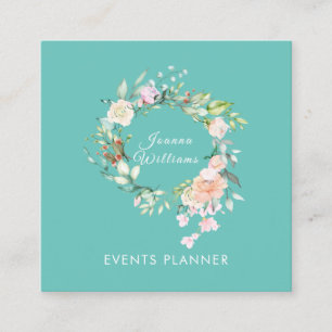 Rose Garland Floral Square Business Card Quadratische Visitenkarte