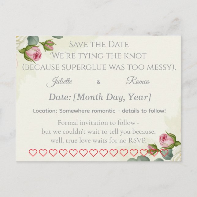 Rose Garten Elegante Save the Date Karte (Vorderseite)