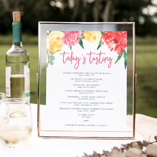 Rosé-Garten-Weinverkostungs-Menüschild Poster