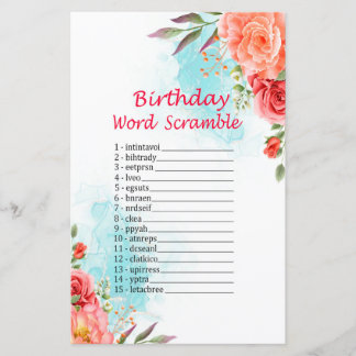 Rose Geburtstag Word Scramble Game