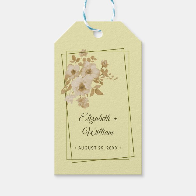 Rose - Gelbe Hochzeit Geschenkanhänger (Vorderseite)