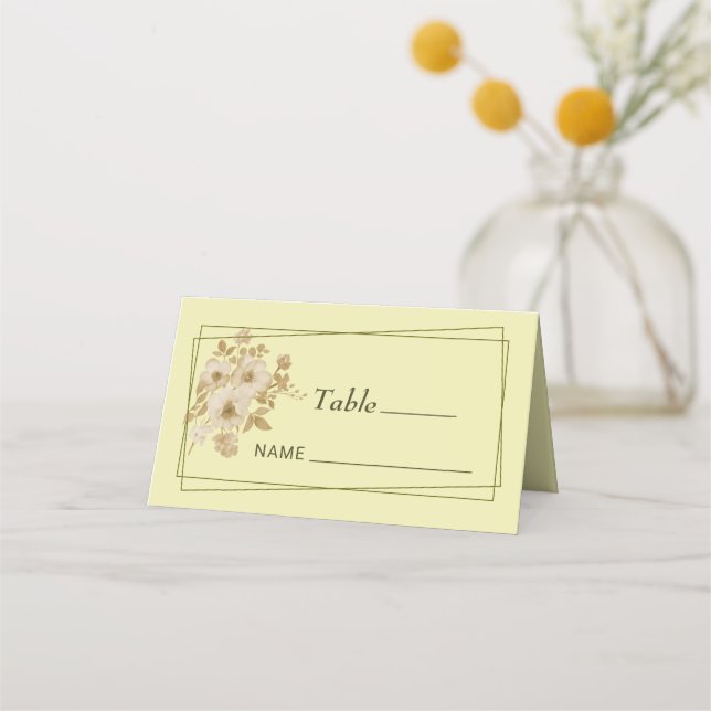 Rose - Gelbe Hochzeit Platzkarte (Vorderseite)