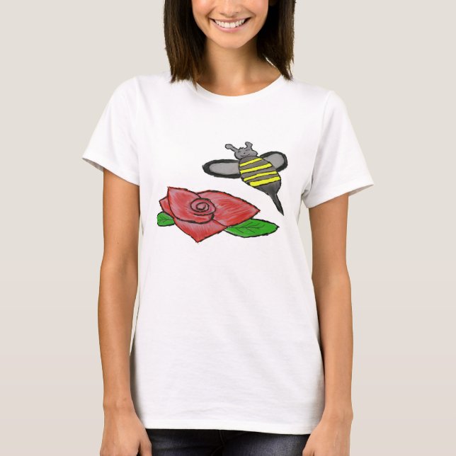 Rose Gelbe Schwarze Biene T-Shirt (Vorderseite)