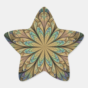 Rose Gelbes Abstraktes Hartglas Stern-Aufkleber