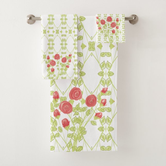 Rose Gemustert Badhandtuch Set (Insitu)