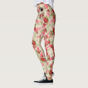 Rose Gemusterte Leggings - Schwarzes B&B-Logo