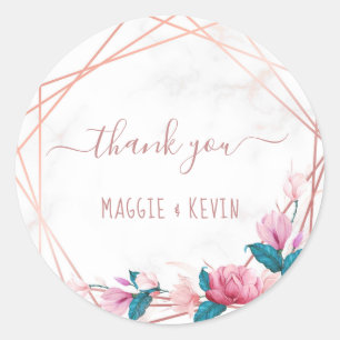 Rose geometrischer Rahmen mit floralen Rahmen aus  Runder Aufkleber