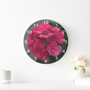 Rose-Geranie-Blüte Große Wanduhr
